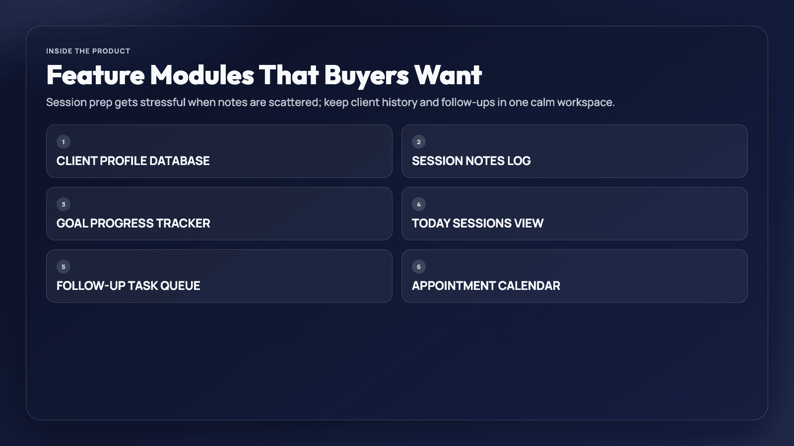 Therapist Session Tracker - Notes, Goals, Follow-Ups thumbnail 2