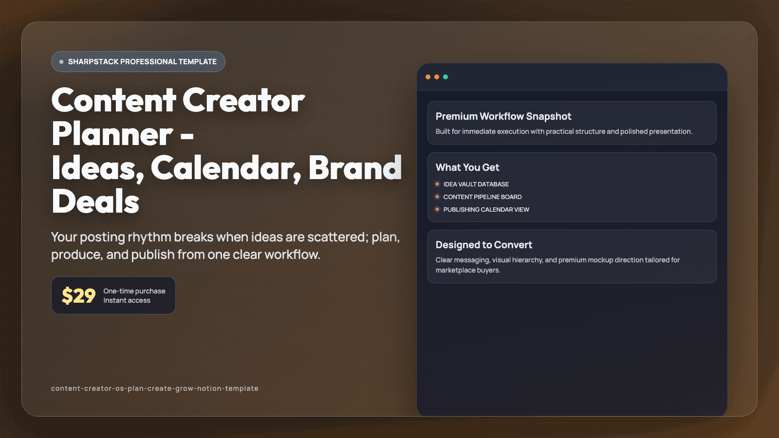 Content Creator Planner - Ideas, Calendar, Brand Deals