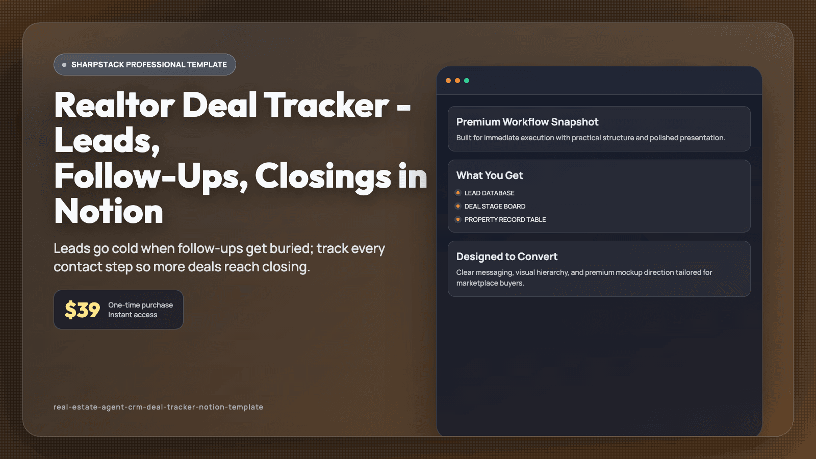 Realtor Deal Tracker - Leads, Follow-Ups, Closings in Notion